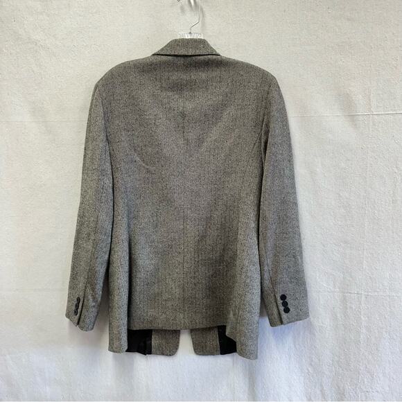 Lafayette 148 black/cream herringbone wool stretch one button blazer size 8 - Picture 13 of 14